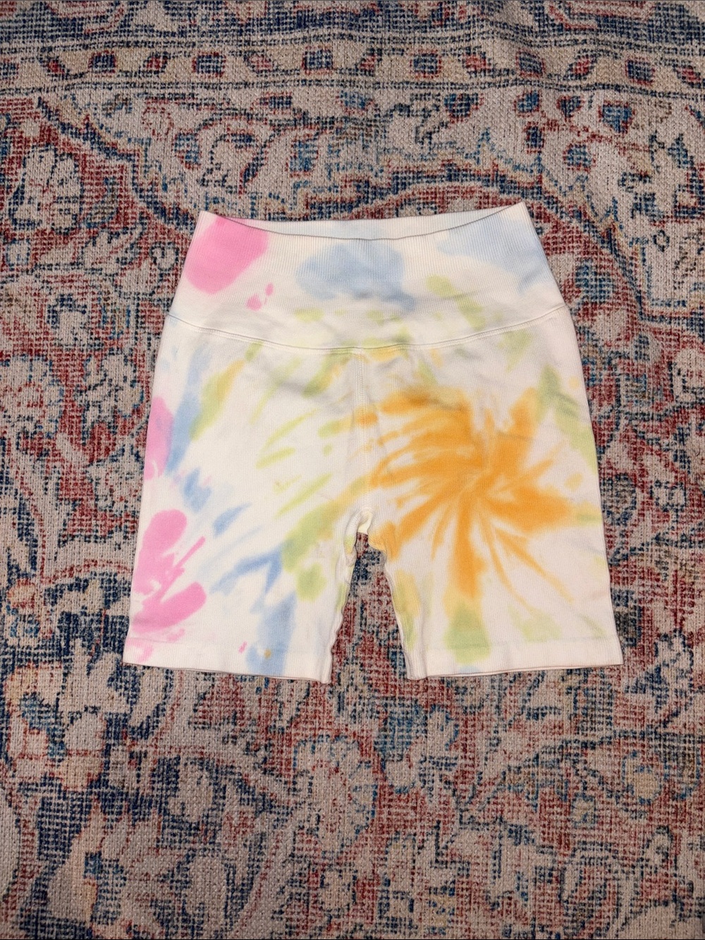 Spiritual Gangster Tie Dye Ribbed Bike Shorts SZ XS/S VGUC